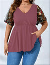 Women's V-neck mesh shirt