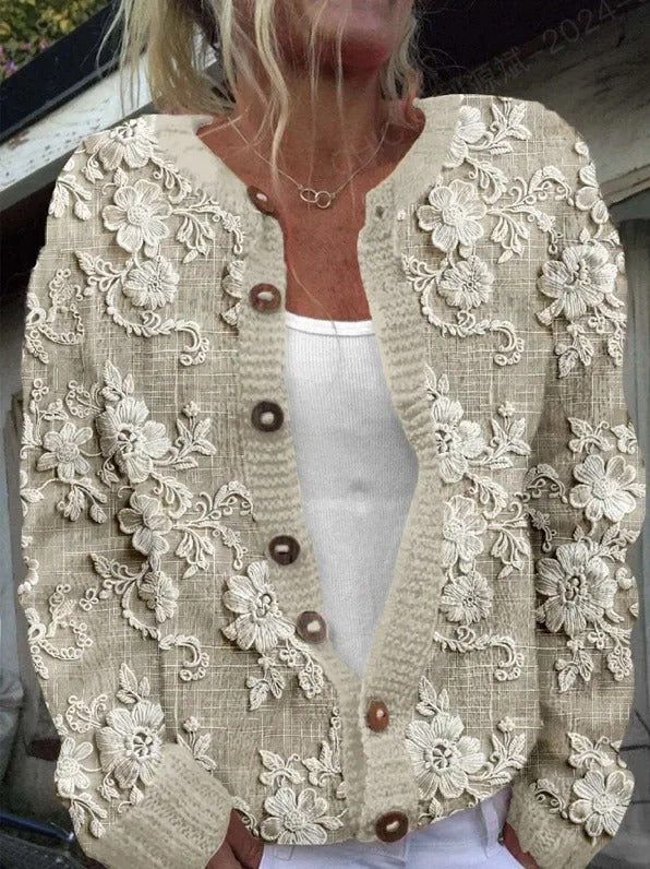 Women's - Floral Cardigan - Soft Knit - Stylish & Comfortable Everyday Wear