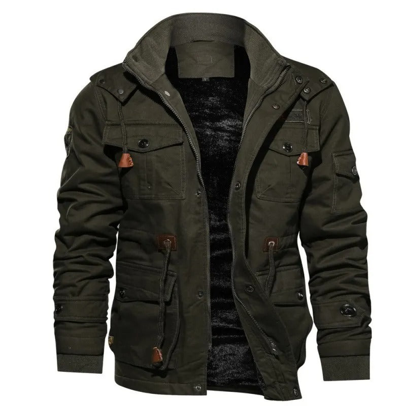 Men's - Hooded Winter Jacket - Thick Plush Lining - Warm Coat for Cold Weather Adventures