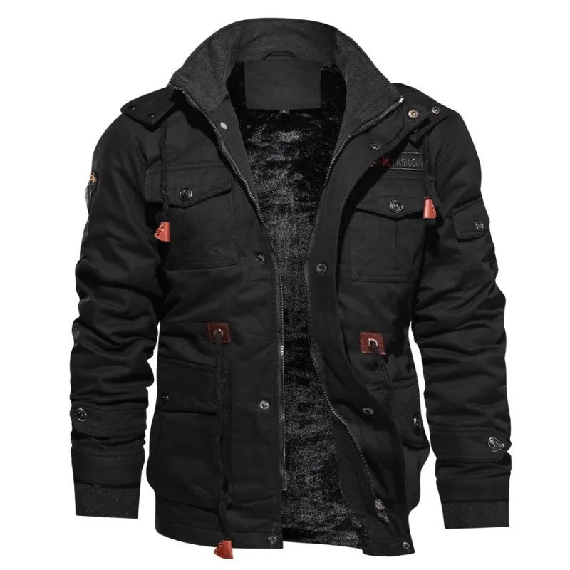 Men's - Hooded Winter Jacket - Thick Plush Lining - Warm Coat for Cold Weather Adventures