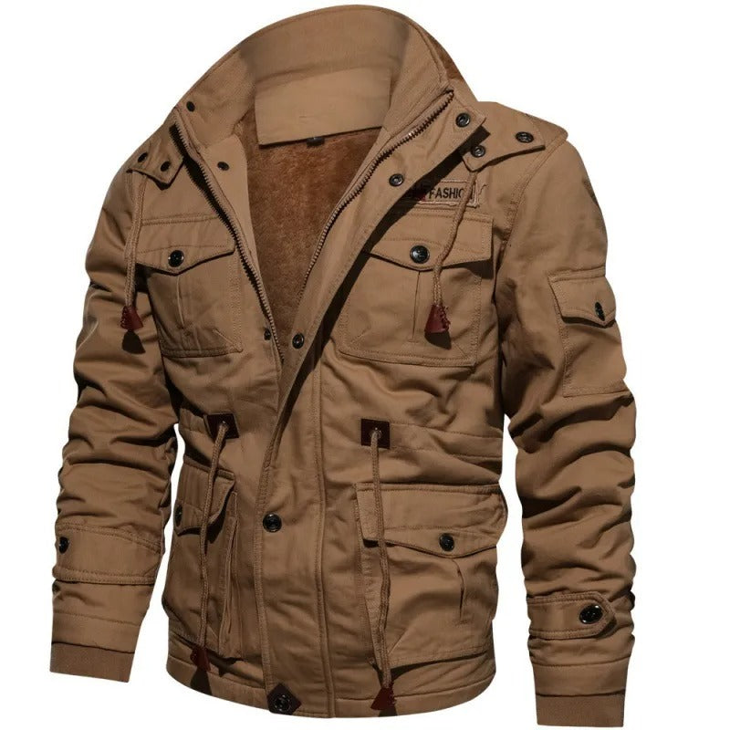 Men's - Hooded Winter Jacket - Thick Plush Lining - Warm Coat for Cold Weather Adventures