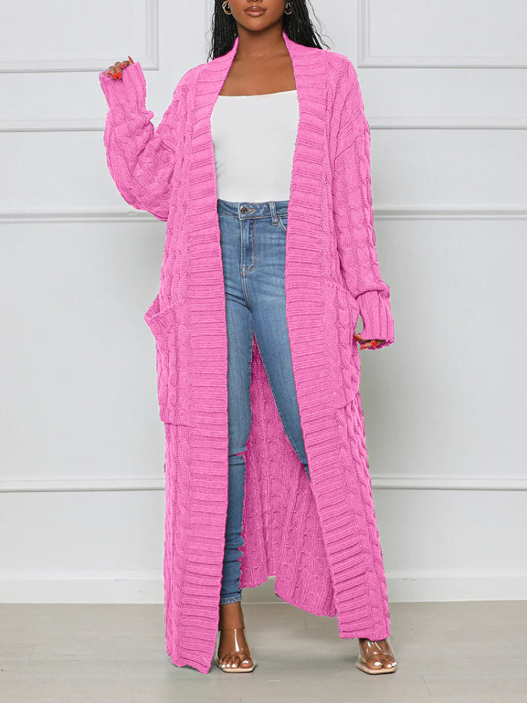 Cardigan with open front and long neckline