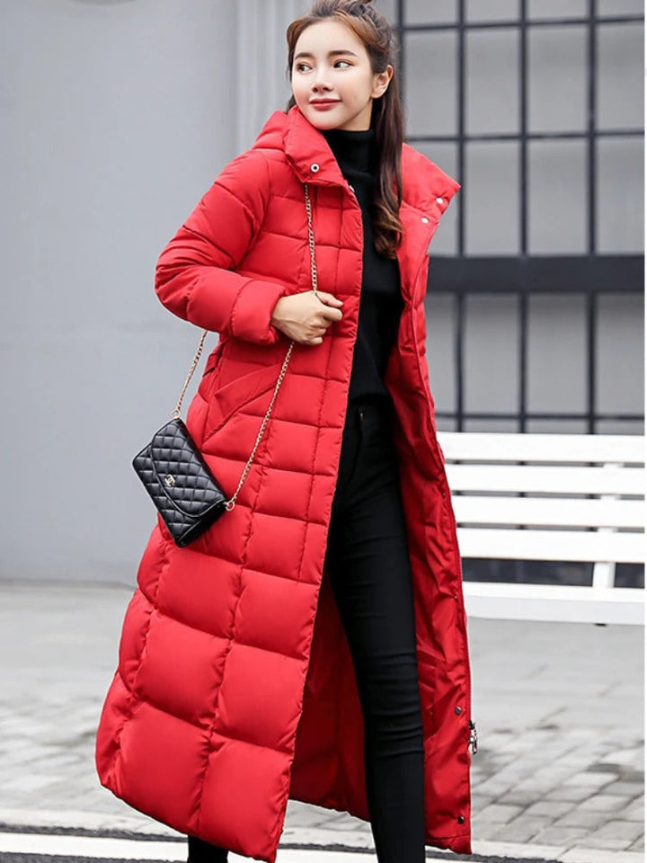 Long, warm winter fur coat for women