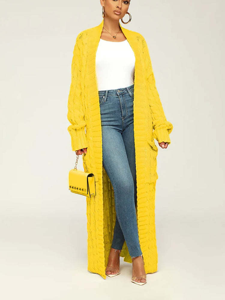 Cardigan with open front and long neckline