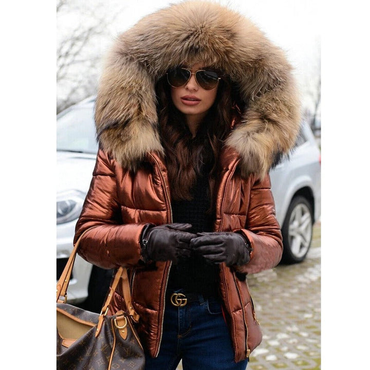 Stylish jacket with faux fur lining, hood and collar