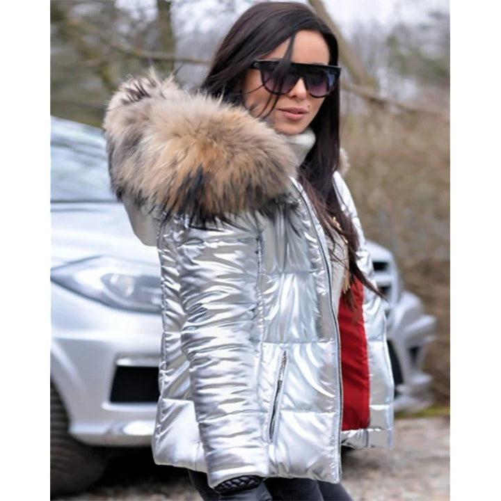 Stylish jacket with faux fur lining, hood and collar