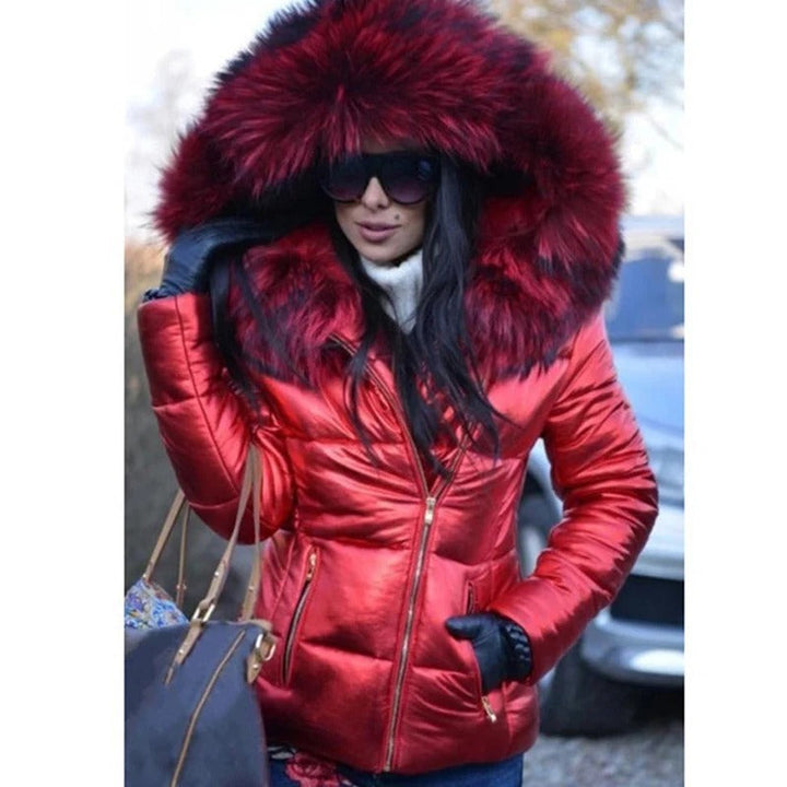 Stylish jacket with faux fur lining, hood and collar