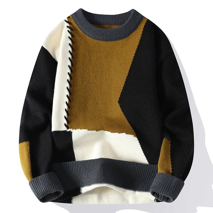 Men's jumper with patchwork pattern