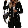 Elegant long trench coat in a woollen look with buttons