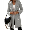 Elegant long trench coat in a woollen look with buttons