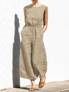 Linen Round Neck Jumpsuit