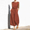 Linen Round Neck Jumpsuit