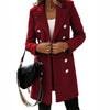 Elegant long trench coat in a woollen look with buttons