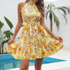 Women's - Floral Halter Mini Dress - Lightweight Summer Style - Perfect for Casual Outings and Parties