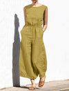 Linen Round Neck Jumpsuit