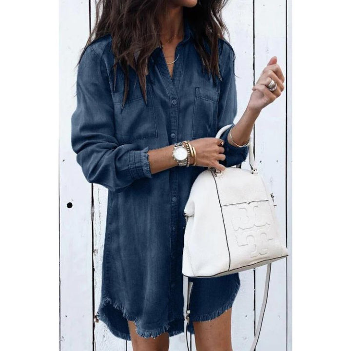 Women's - Denim Dress - Fashionable and Comfortable Fit for Every Occasion - Tough Look