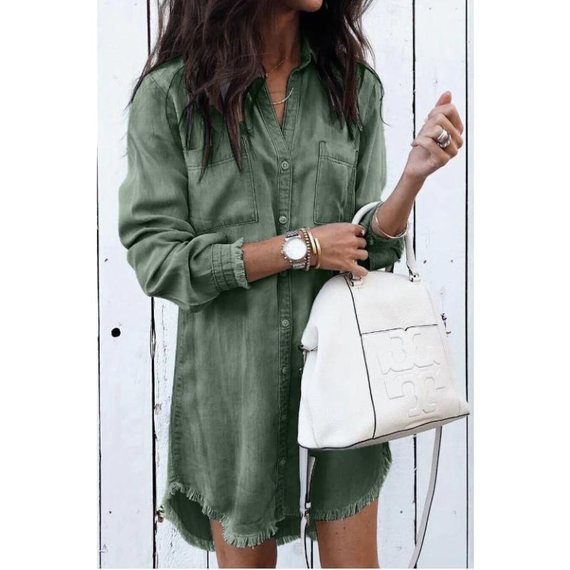 Women's - Denim Dress - Fashionable and Comfortable Fit for Every Occasion - Tough Look