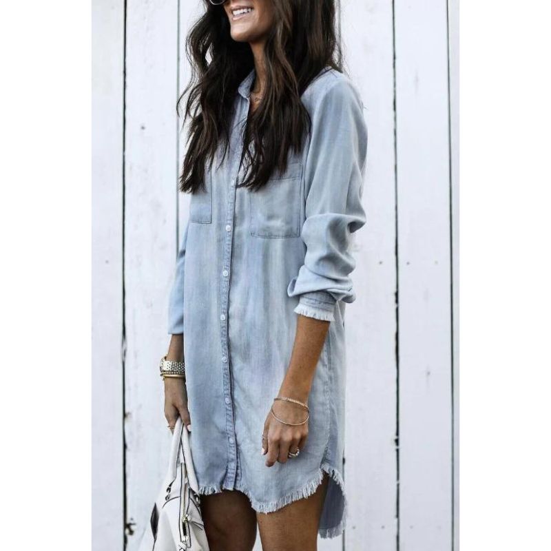 Women's - Denim Dress - Fashionable and Comfortable Fit for Every Occasion - Tough Look