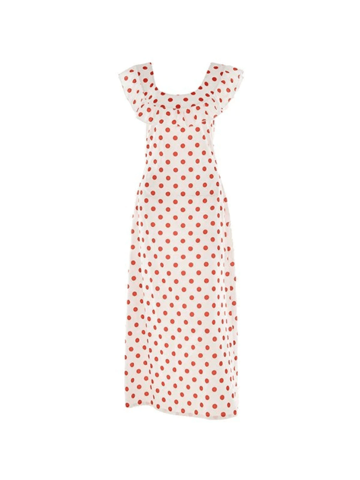 Affordable Waist Ruffled Polka Dot Dress