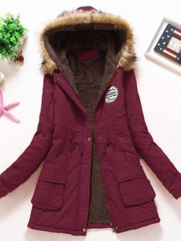 Slim-fit parka with hood, comfortable and fashionable