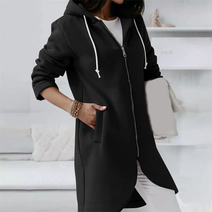 Comfortable long hooded waistcoat for women