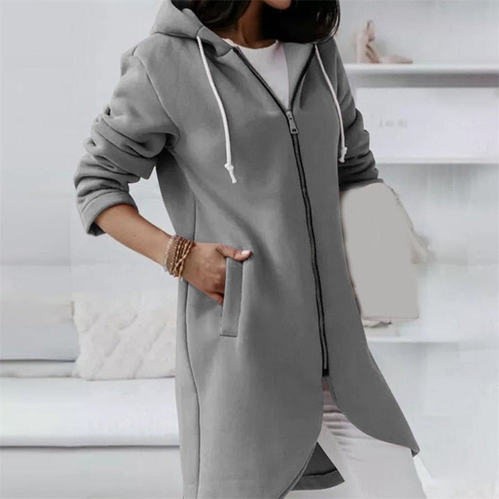 Comfortable long hooded waistcoat for women