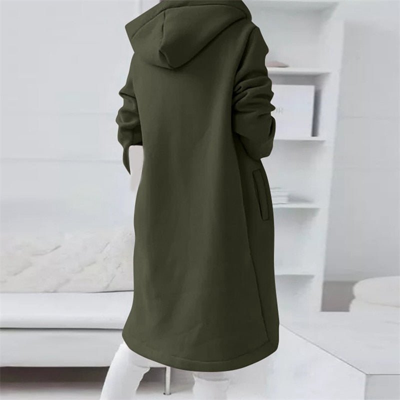 Comfortable long hooded waistcoat for women