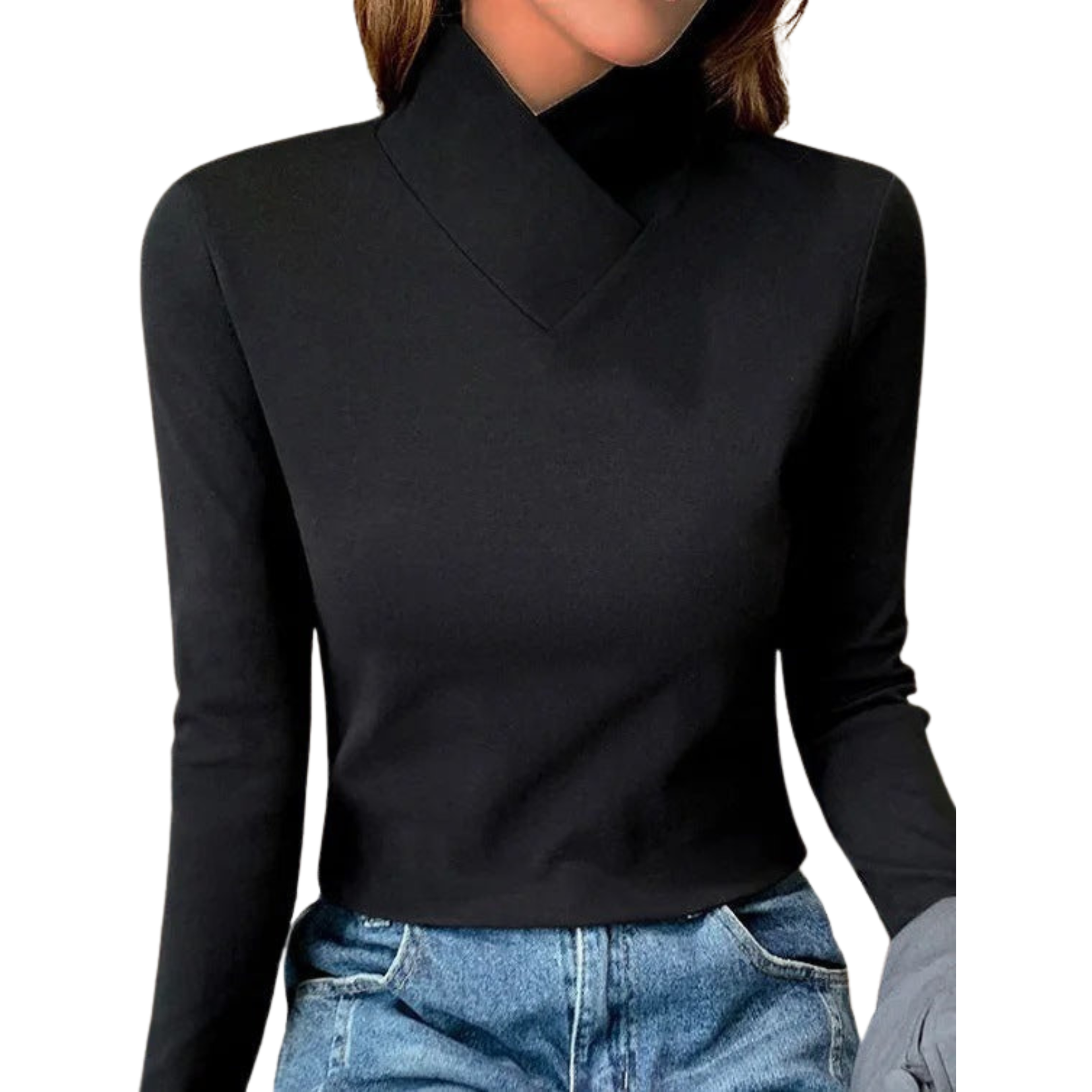 Women's - High Collar Sweater - Cosy Knit - Chic Style for Fall