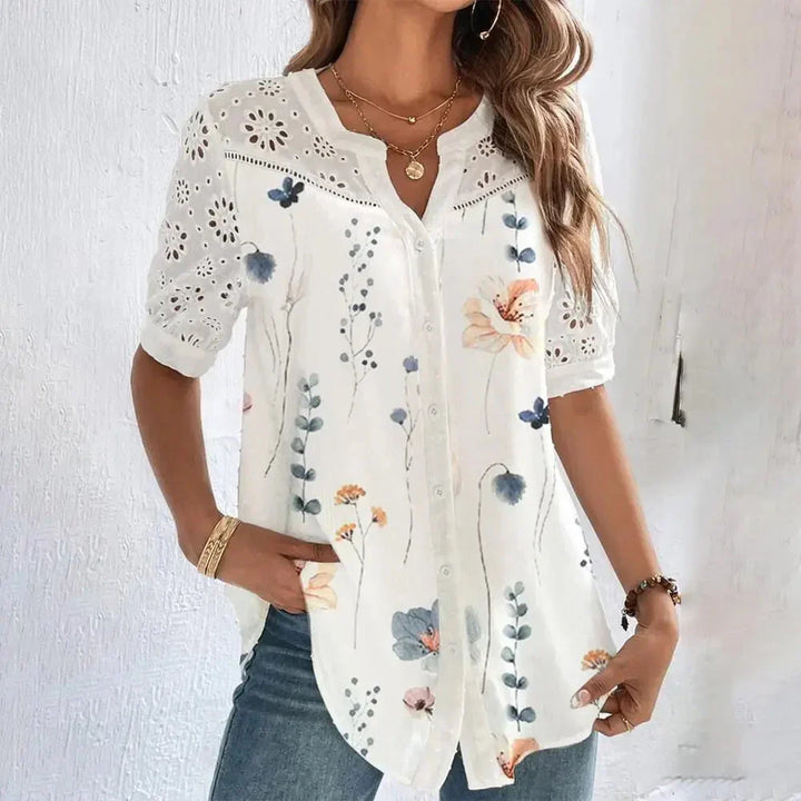 Short-sleeved lace blouse