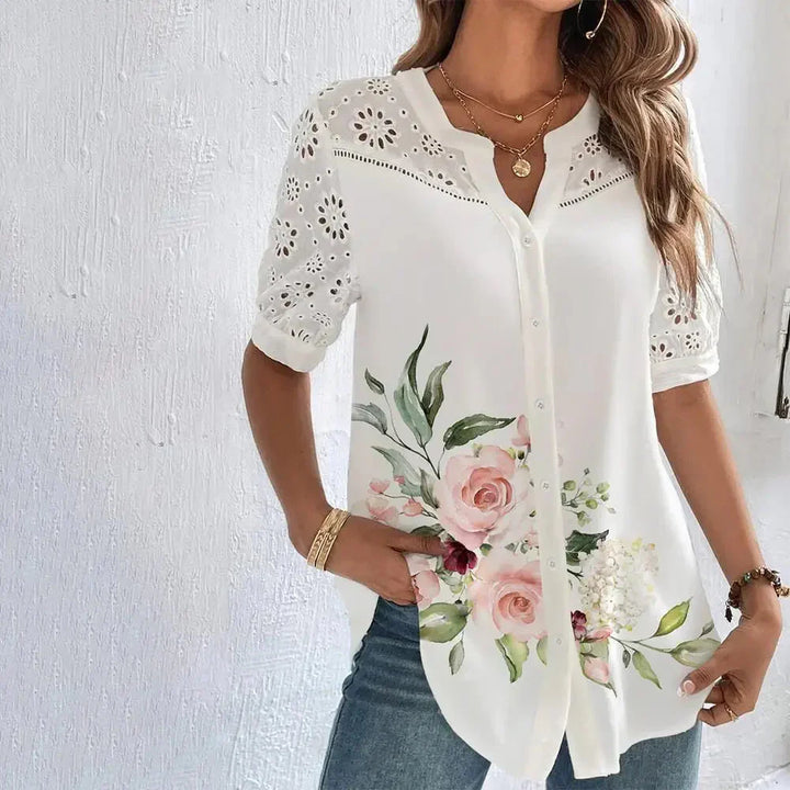 Short-sleeved lace blouse