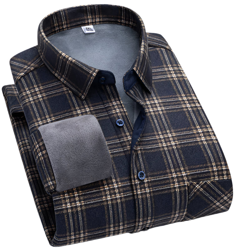 Men's - Flannel Shirt - Fleece-Lined - Warm Plaid Long Sleeve for Cold Weather Comfort