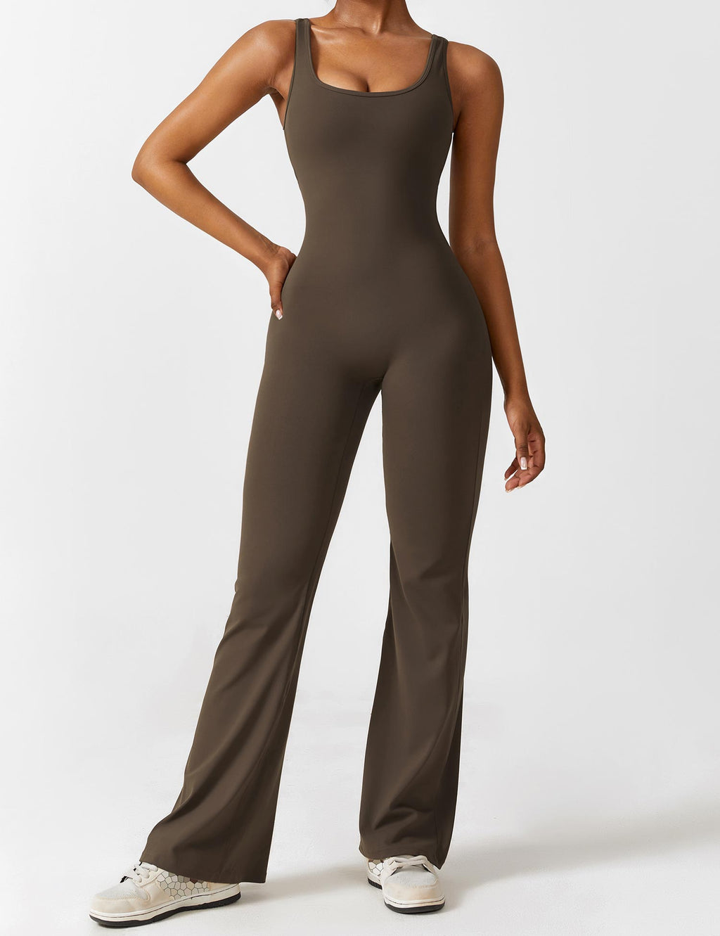 Paola™ flared jumpsuit with V-back