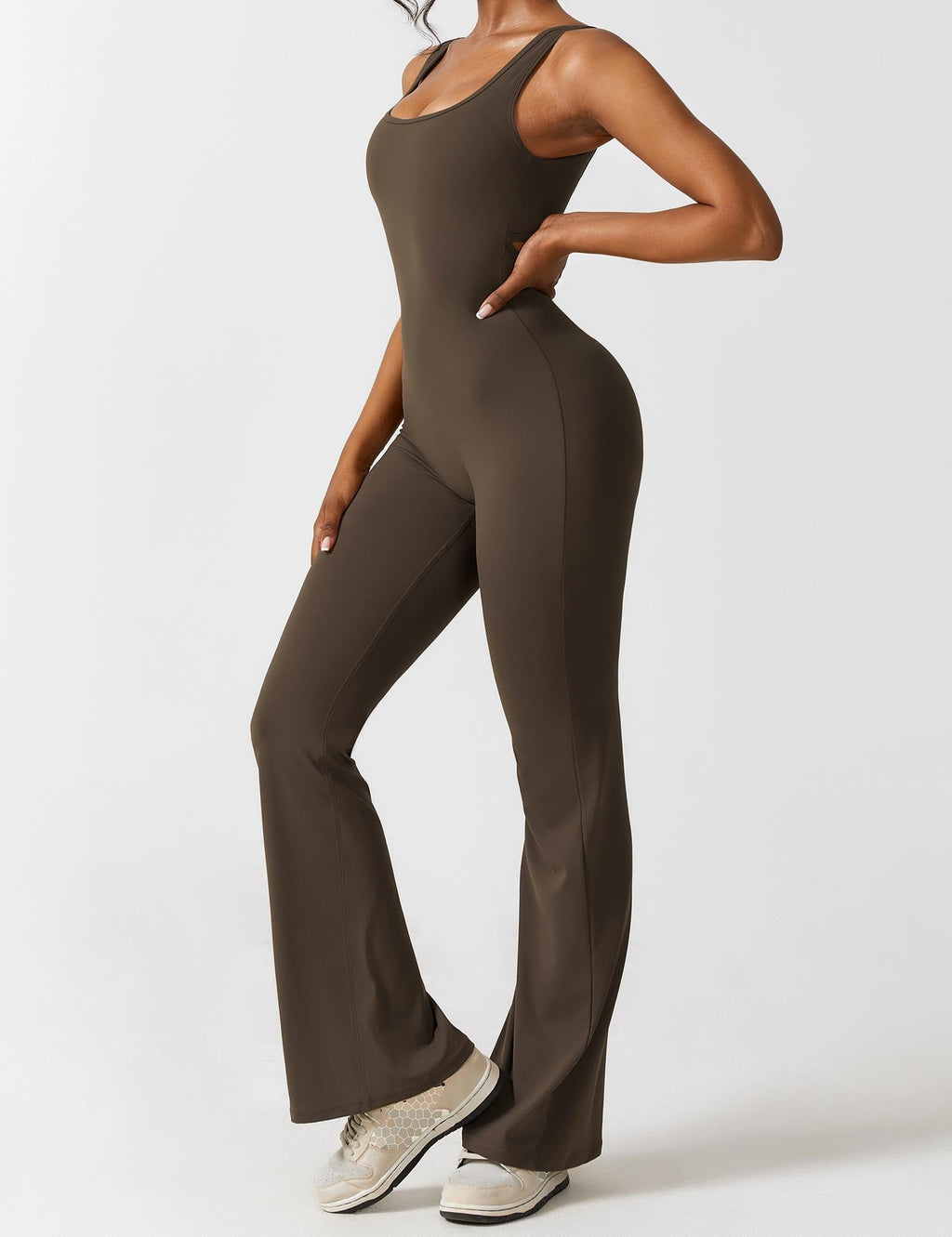 Paola™ flared jumpsuit with V-back