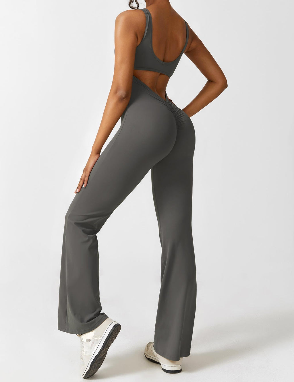 Paola™ flared jumpsuit with V-back