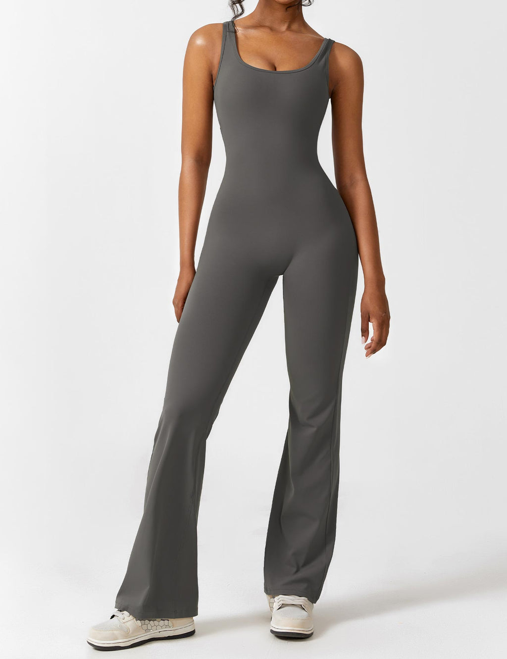 Paola™ flared jumpsuit with V-back