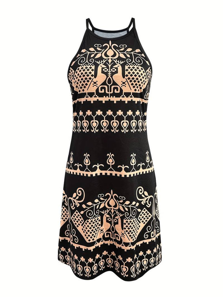 Abstract halterneck dress with print