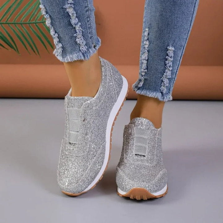 Glitter slip-on sneaker with contrasting sole