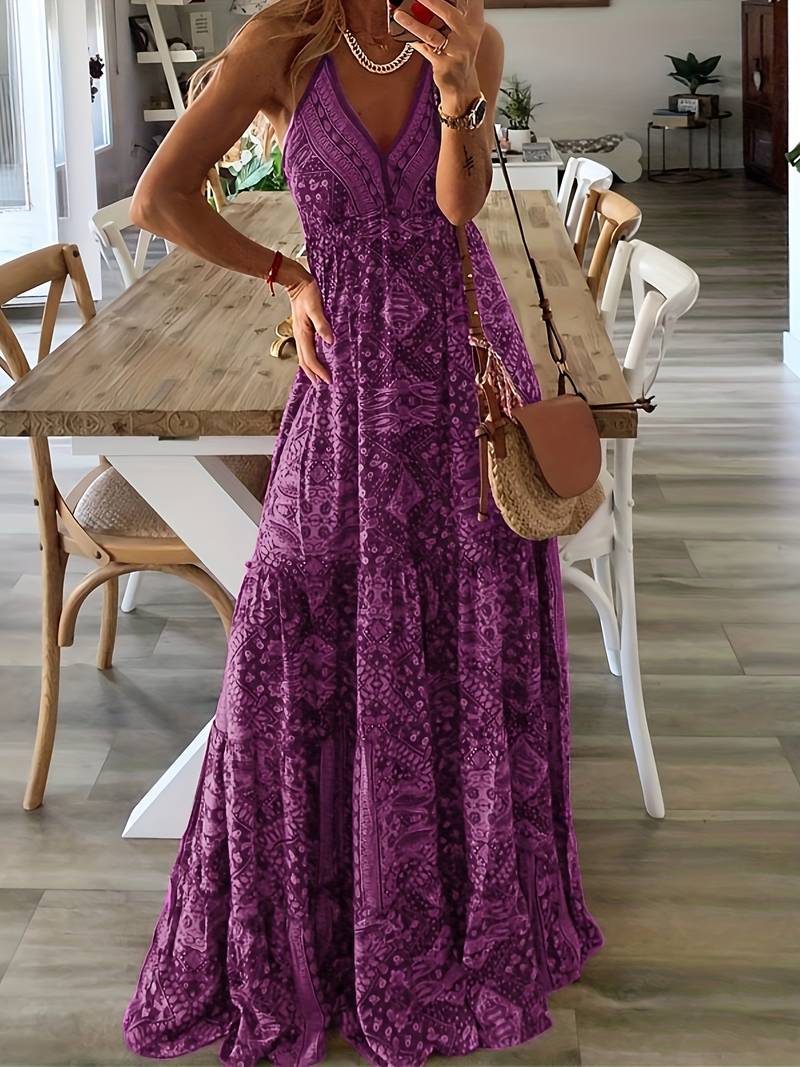 Bohemian-style maxi dress with ethnic print