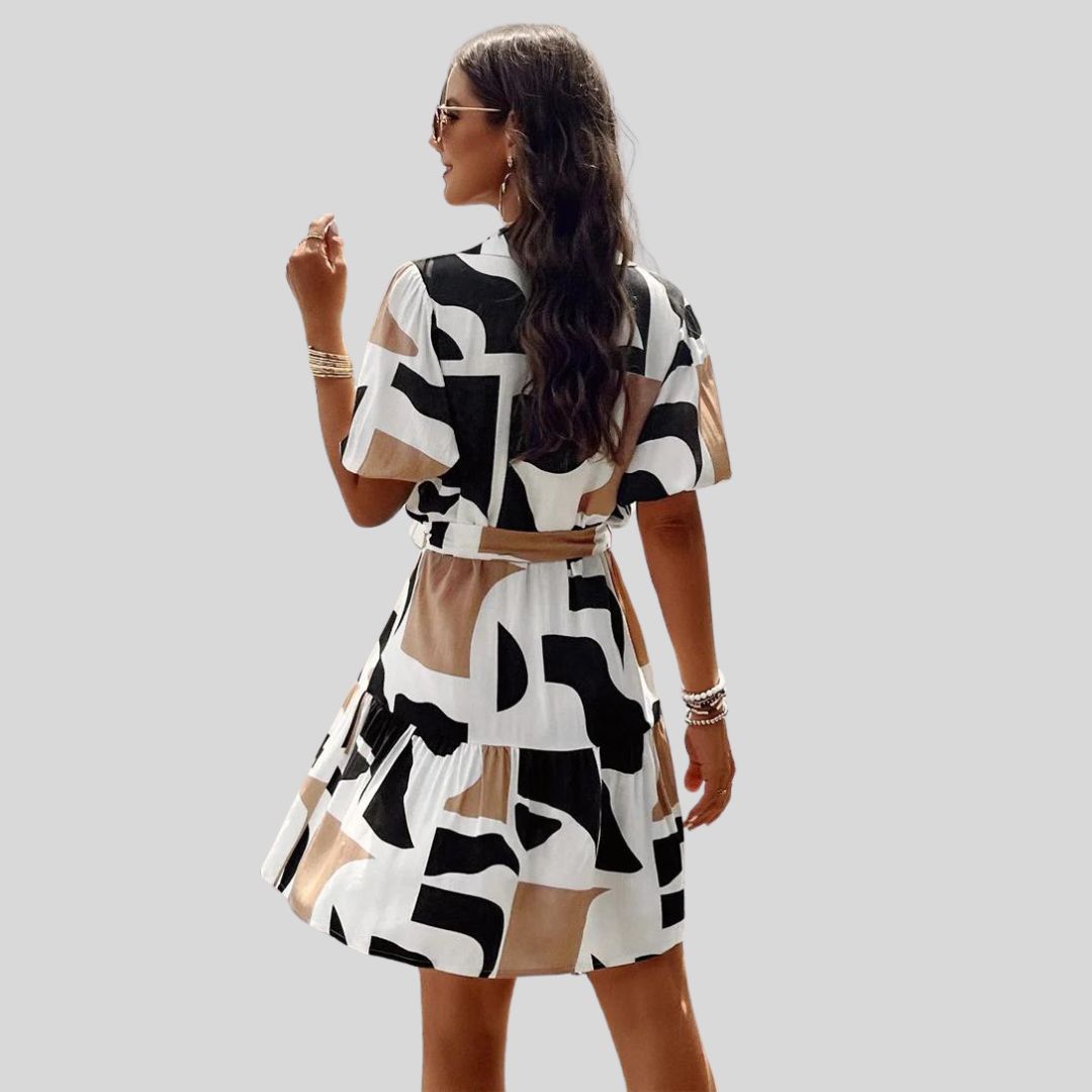 Shirt dress with abstract print