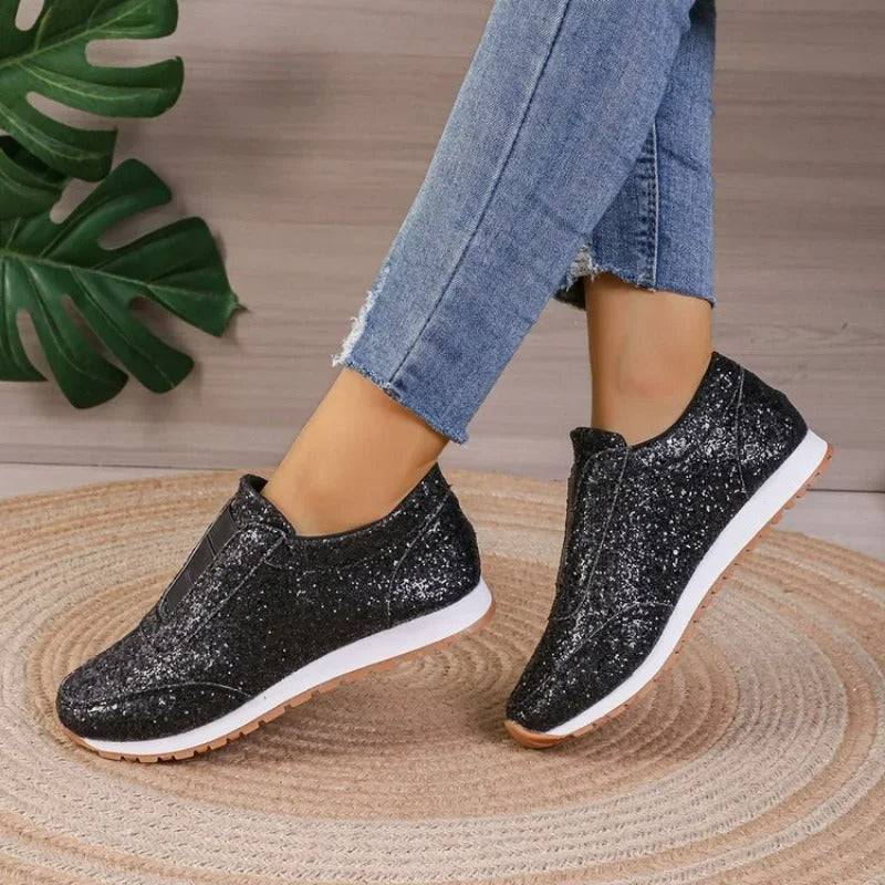 Glitter slip-on sneaker with contrasting sole