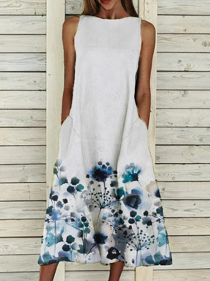 Sleeveless dress with floral print