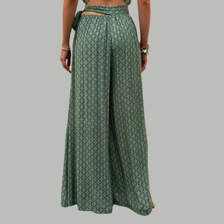 High-waisted wide trousers with print pattern