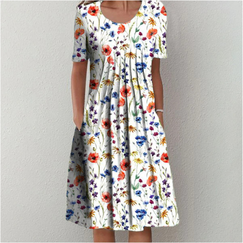 Floral pattern ruffle dress