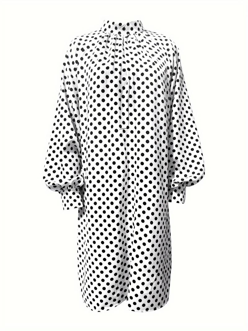 Polka dot dress with puff sleeves