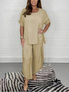 Oversize blouse and wide-leg trousers set for women