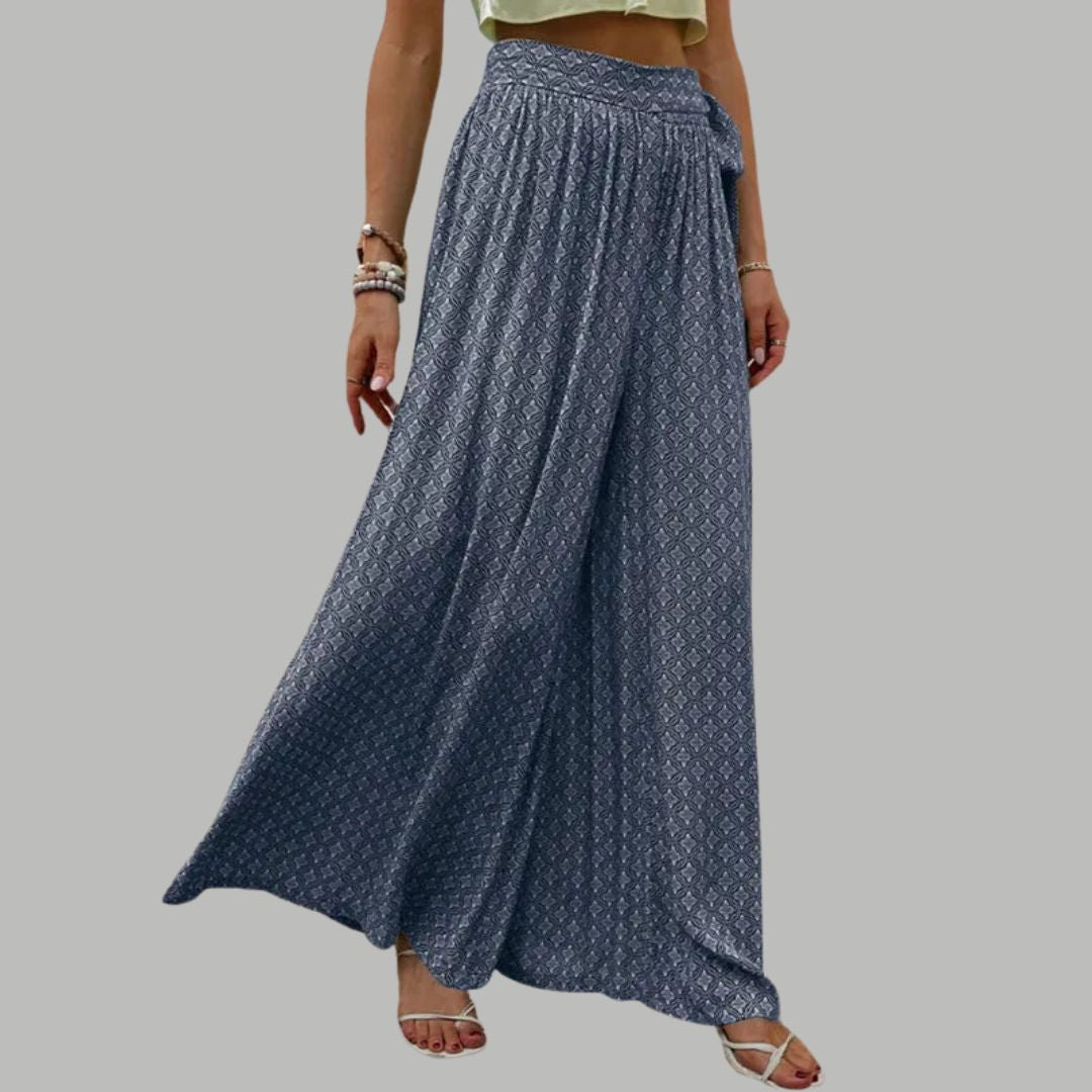 High-waisted wide trousers with print pattern