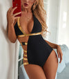 Sexy seams buckle one-piece swimming costume