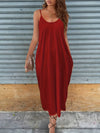 Cami dress with deep V-neck and pocket