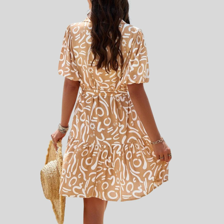 Shirt dress with abstract print