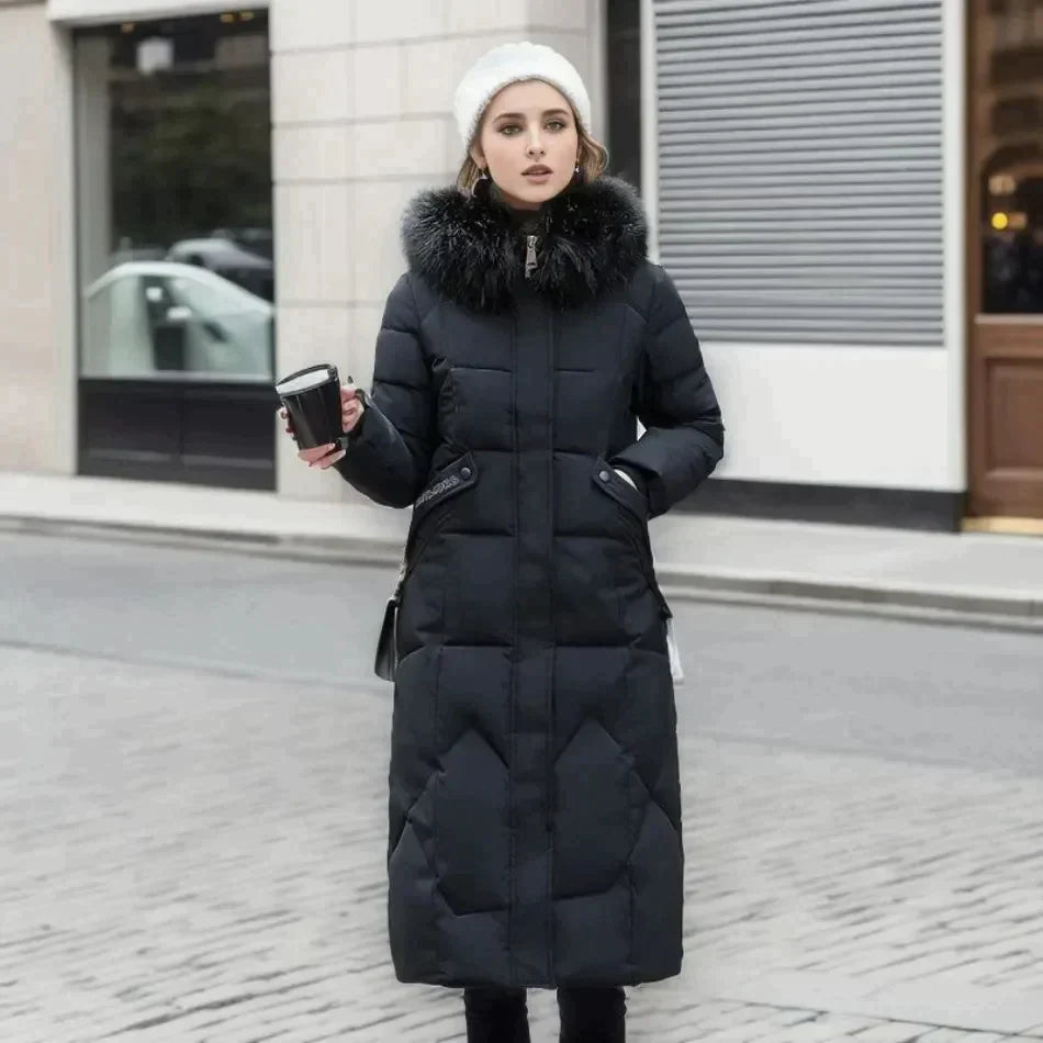 Stylish Italian coat with faux fur